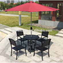 Garden metal frame chair and round table plastic wood dining sets